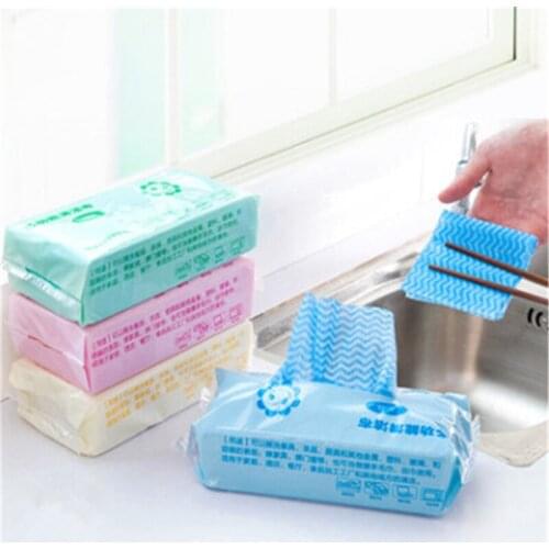 80Pcs/pack Washing Dish Towel Environmental Disposable Magic Kitchen Cleaning Cloth Tool Non-stick Towel Bag Oil Wiping Rags