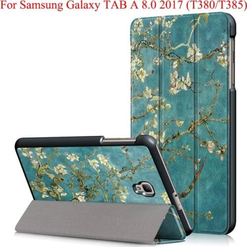 Flip Stand Magnetic Case For Samsung Galaxy Tab A 8.0 2017 SM-T380 T380 T385 Folio Protective Tablet Shell Tower Eye Printing