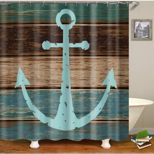 Dafield Nautical Shower Curtain Vintage Anchor Rustic Wooden Planks Bathroom With Hooks