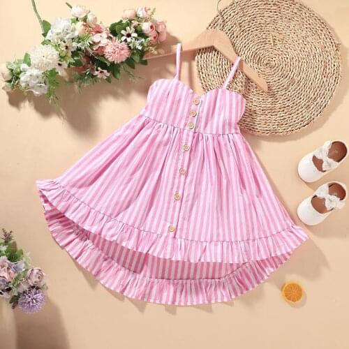 Kids Slip Dress Girls Striped Sleeveless Spaghetti Strap Sundress For Summer Pink 9 Months-6 Years