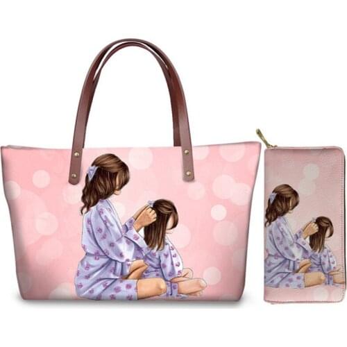 INJERSDESIGNS Super Mom Print Shoulder Bags For Women 2020 Luxury Lady Handbags&Purse Set Fashion Females Handbag Bolsa Feminina