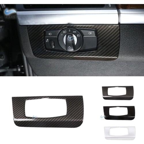 For BMW X5 X6 E70 E71 2007 - 2013 Car Carbon Fiber Style Interior Headlight Switch Frame Cover Replacement Trim