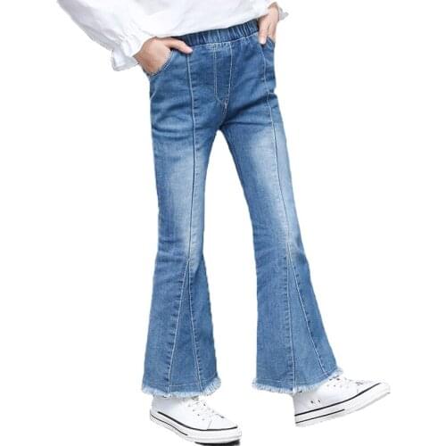 Girl Flare Jeans Denim Boot Cut Pants Trouser Solid Kids Teenage Spring Autumn Childrens Jeans For Girls 4 6 9 12 14 Years