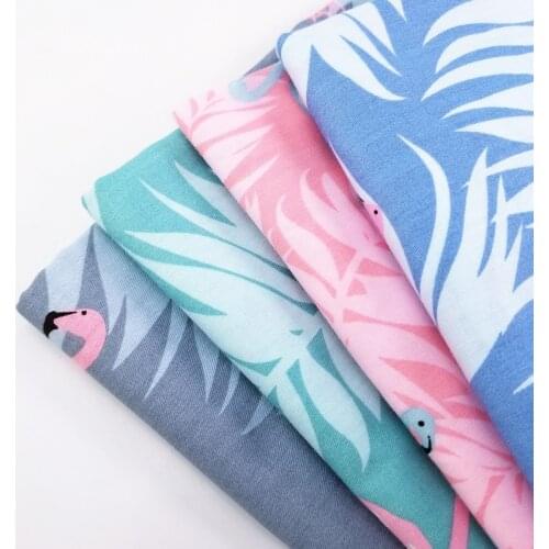 Various Colors Flamingo Printing Cotton Twill Fabric Patchwork Sewing Quilting DIY Handmade Cotton Crafts Cloth Material Fabric