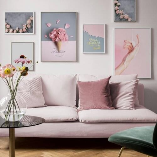 Pink Flower Paris Tower Crystal Girl Landscape Wall Art Canvas Painting Nordic Posters And Prints Wall Pictures For Living Room