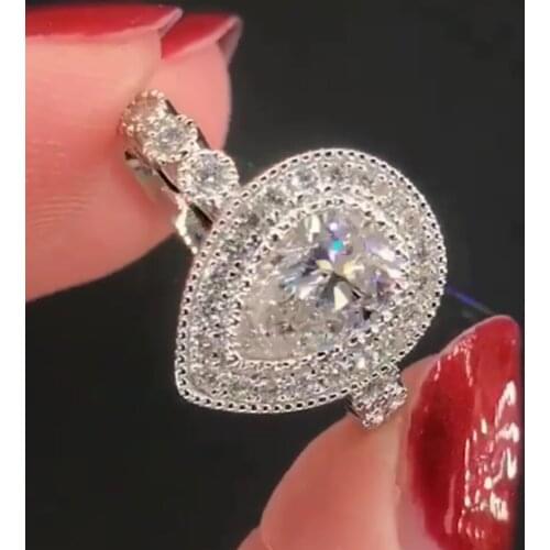 10K Au417 White Gold Women Ring Moissanite Diamonds 1 2 3 4 5 Carat Water Drop Wedding Party Engagement Anniversary Ring Vintage