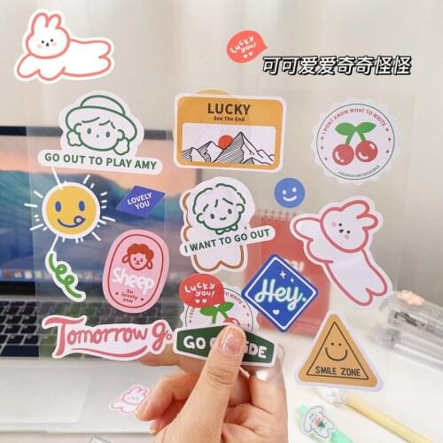 Creative Hand Account Sticker Ins Cartoon Waterproof Sticker Girl Student Mobile Phone Case Suitcase Hand Account Material