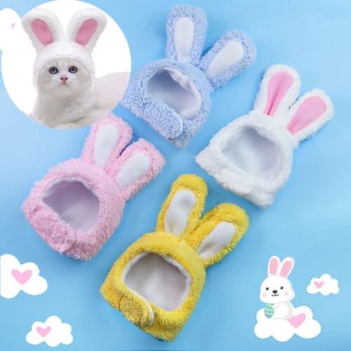 New Funny Pet Dog Cat Cap Costume Warm Rabbit Hat New Year Party Christmas Cosplay Accessories Photo Props Headwear