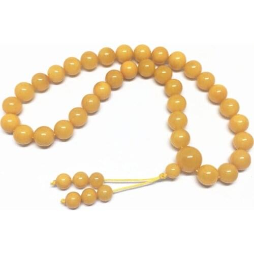 Wholesale Natural Baltic Yolk yellow Old Amber 33Beads Prayer Beads 7mm+ Round Mala Certificated Amber Customized Great Quality