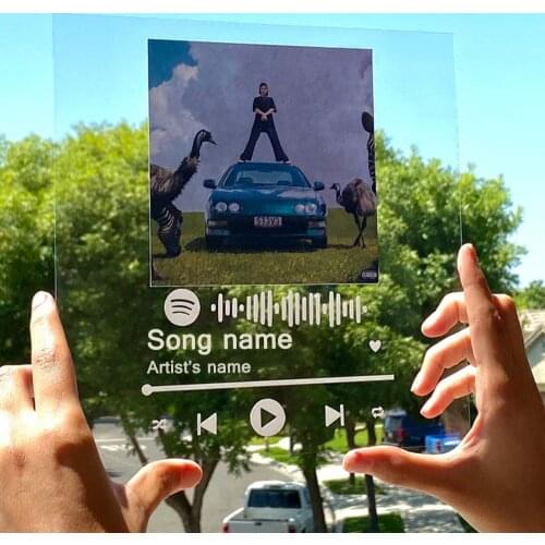 Personalized Custom Spotify Code Music Plaque Acrylic Album Cover Posters Scannable Spotify Glass Music Plaque Engagement Gift f