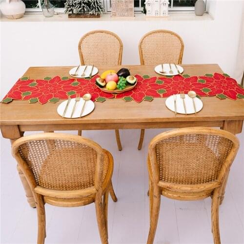 Christmas Decorations for Home Christmas Decoration Flower Mat Table Runner Red Green Home Table Decoration