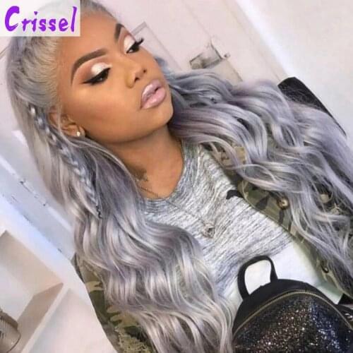 Silver Grey Colored Body Wave T Part Lace Wig Human Hair Wigs for Black Women Brazilian Hair Wigs Pre Plucked HD Lace Human Wigs
