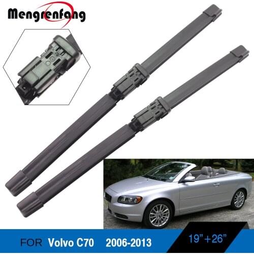 For Volvo C70 Car Front Windscreen Wiper Soft Rubber Wiper Blades Push Button Arms 2006 2007 2008 2009 2010 2011 2012 2013