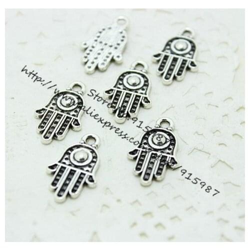 Sweet Bell 80pcs Charm Pendants Hamsa Hand /Palm Antique 12*20mm, wholesale Jewelry Making Charms D6113