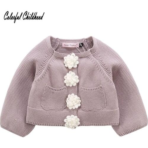 Infant Long Sleeve Knitted Clothes Newborn Baby Girl Sweaters Sweet Flowers Clothes Winter Cardigan vetement bebe fille hiver