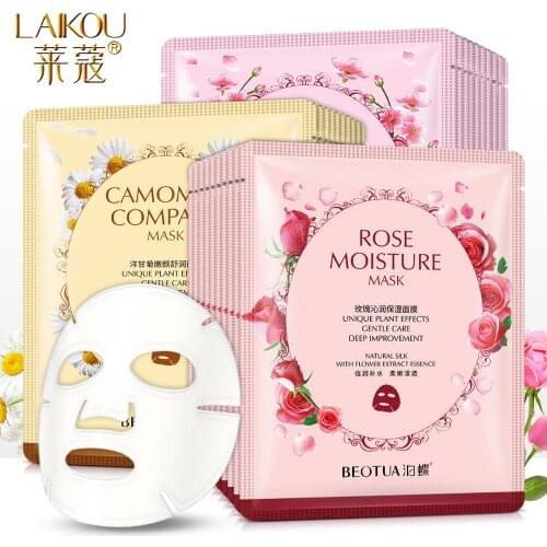 LAIKOU Camomile Tender Soothing Face Mask Sakura Rose Moisturizing Oil Control Peach Blossom Shrink Pores Skin Care Face Mask