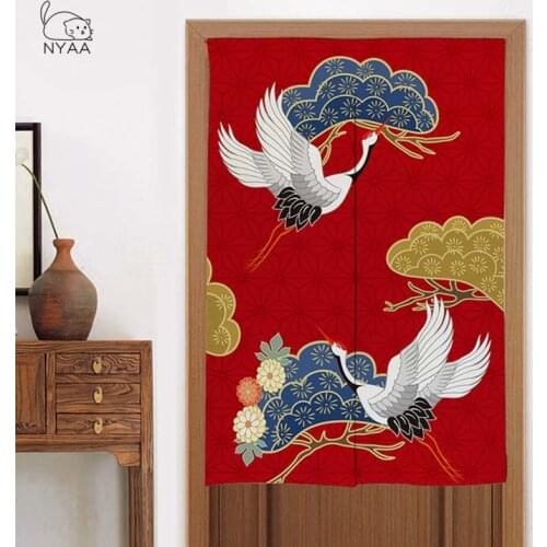 Japanese Crane Kitchen Door Curtain Kitchen Toilet Half Door Curtain Feng Shui Curtain Japanese Noren