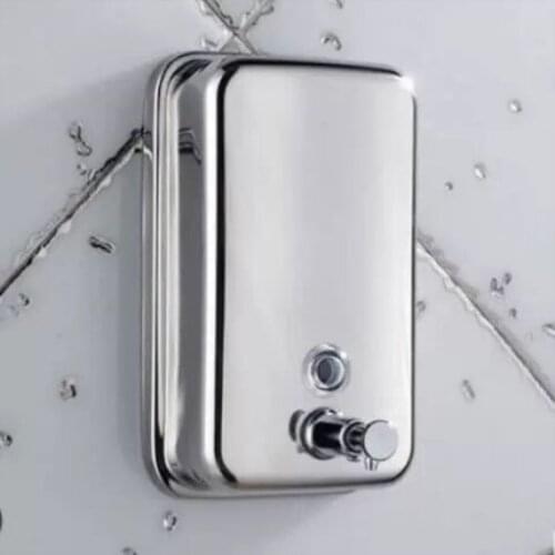 Factory bathroom square silver wall manual hanging bathroom metal accessories hand push stainless steel shampoo soap dispenser