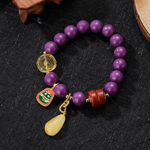 Purple Mica Amber Bracelet Beaded Fine Jewelry Fashion Exquisite Bangles Charm Bracelet for Women Gift Accessories