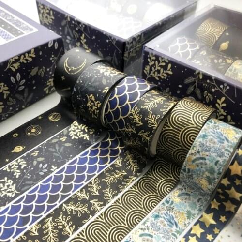 10Pcs/box Washi Tape Set Decorative Adhesive Tape Scrapbooking Journal Cute Stationery Supplies Diy Dot Striped Washi Tape