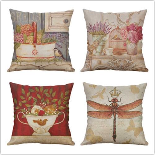 18" Decor Pillow Vintage Throw Cotton Cushion Linen Cover Case Flowers Home