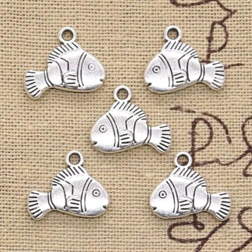 20pcs Charms Lovely Fish 17x14mm Antique Silver Color Plated Pendants Making DIY Handmade Tibetan Silver Color Jewelry