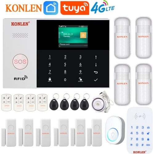 4G LTE 3G GSM WIFI Tuya Security Alarm System Kit Burglar Smart Life Home House Wireless Wired with Camera Anti theft Alexa Arm