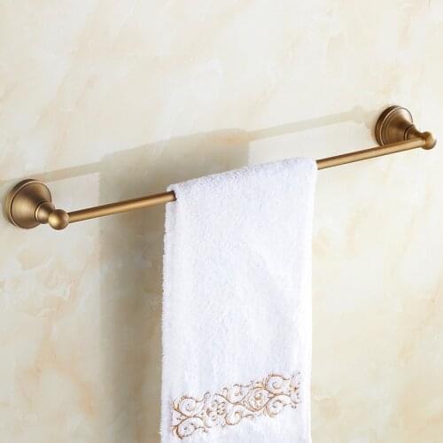 Antique Brass Towel Bar Bathroom Wall Mounted Single Towel Rail Bar Rack Holder Bathroom Accessories KD910