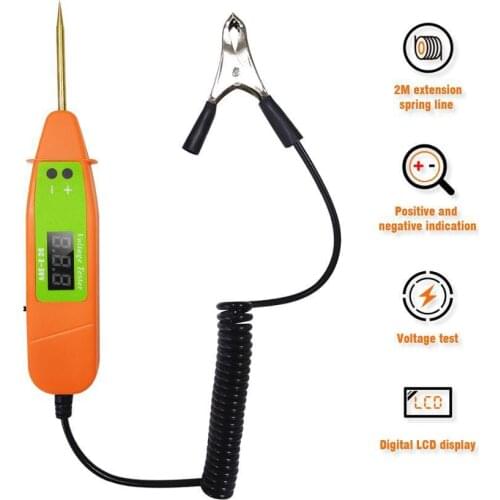 Car Voltage Detector Test Pen LCD with Clip DC3-36V Digital Display Circuit Testers 2m Line for Motorbike Car Light Truck