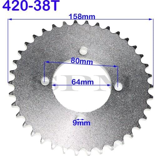 Chain disc sprocket 420 chain 64mm 38T, suitable for ATV kart electric tricycle