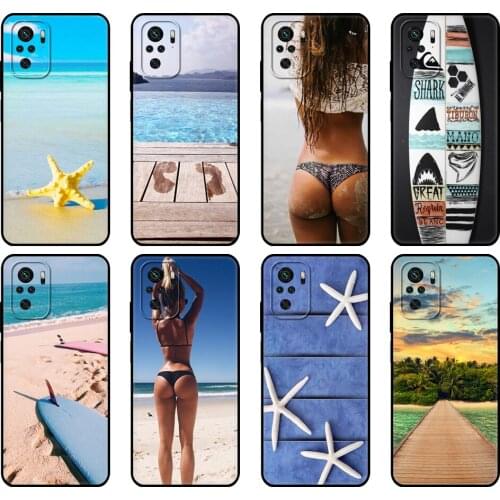 Black tpu Case For Xiaomi Redmi 9T Case Redmi Note 9T Note 10 Pro Case Lets go to the beach