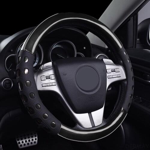 DERMAY High Quality Car Steering Wheel Cover Leather + Silica Gel Non-slip for Mazda CX-7 Auto Interior Accessories