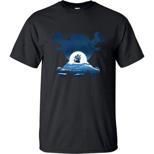 One Piece Japanese Anime Going Merry Cotton T Shirt Vintage Cool Fun T Shirts Retro Funny Short Sleeve Top Men Rock Tshirt