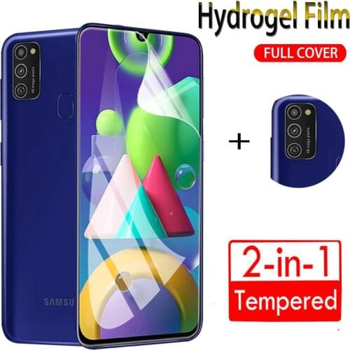 2in1 Hydrogel Film For Samsung Galaxy M51M31 M21 M11 M01 M30s M10 3D Full Cover Screen Protector and Camera Lens Film Not Glass