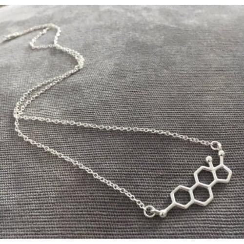 Estrogen Chemistry Molecule Necklaces Science Structure Chemistry Geometry Polygonal Hexagon Female Hormone Pendant Jewelry