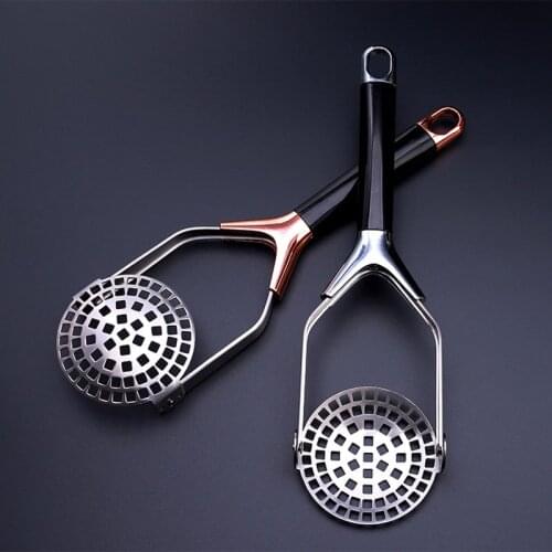 Stainless Steel Potato Masher Kitchen Tool Potato Masher Press Cooking Device Garlic Masher Anti-slip Infant Mashed Tool