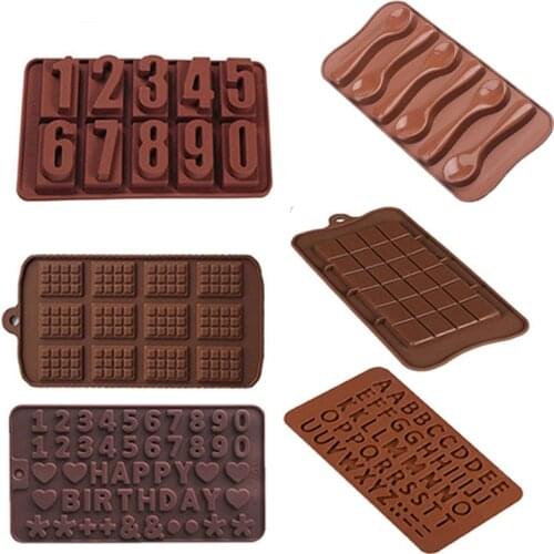 Cake decorating tools silicone chocolate mold letter and number fondant molds cookies bakeware tools spoon moulds 3D diy