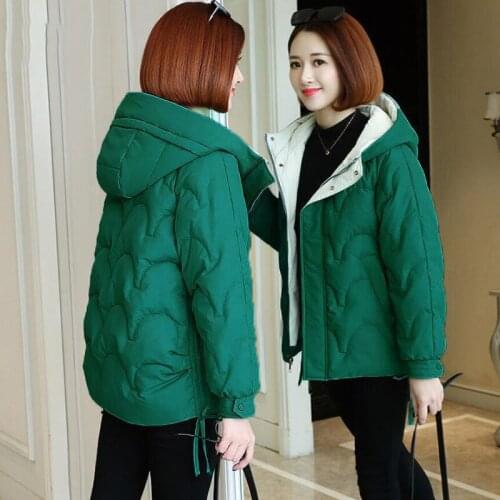 Short Winter Jacket Women Parka Coat Warm Thick Down Cotton Coat Female Loose Hooded Cotton Padded Outerwear Women Winter Jacket