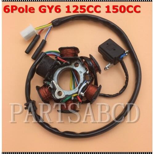 Magneto Stator 6 POLE GY6 125cc 150cc ATV Scooter Moped Go Kart Sunl Total Roketa Hammerhead Parts