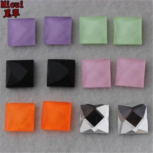 Micui 100PCS 10*10mm Square Crystal Mix Color Non HotFix FlatBack Rhinestones Glass strass,Fancy Shape Square Stones ZZ280