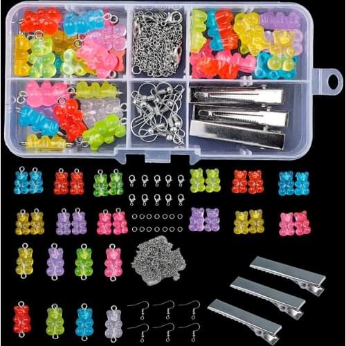 Cute Funny Animals Resin Gummy Bear Dangle DIY Earring Charms Pendant Hair Clip Bracelet For Jewelry Making Necklace Tool Set