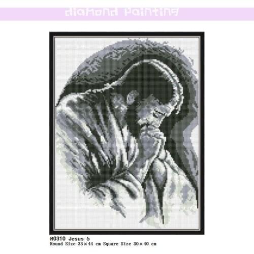 Full Drill Square & Round 5D DIY Diamond Mosaic Painting Kit Kind Jesus 5 Set Embroidery Cross Stitch Rhinestone Home Decoration