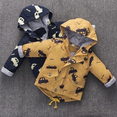 Baby Boy Autumn Jacket Hooded Warm Toddler Childrens Winter Girls Cotton Padded Clothes Babys Thickened Cotton Padded Coat