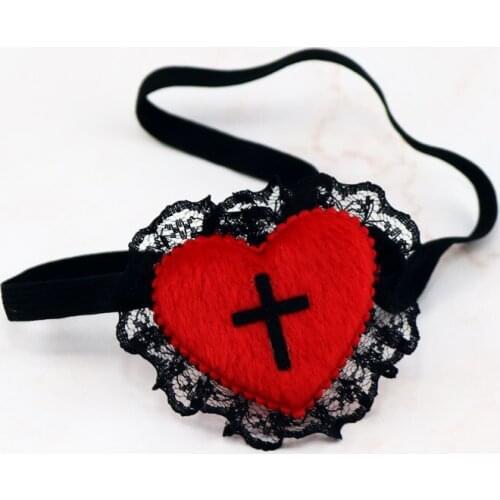 Gothic Eyepatch Red Heart Black Cross Eyepatch Cosplay Masks Eye Patch Anime Cosplay Costume Eyeshade Single Eye Mask Blindfold