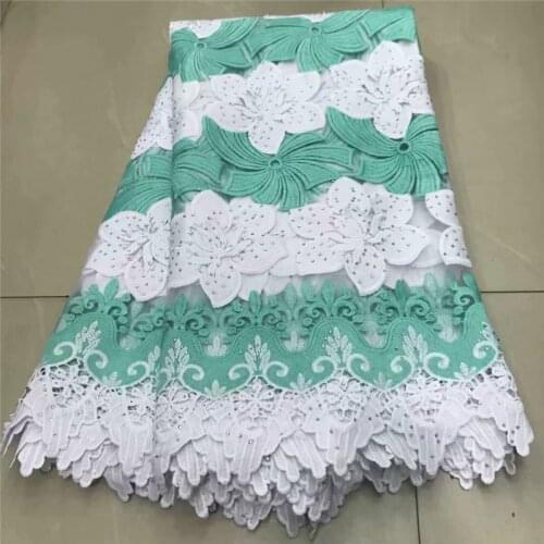 Swiss voile lace in switzerland african lace fabric wedding 2.5yards swiss lace fabric for dress 100% cotton fabric green/white