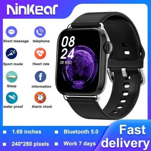 Ninkear NK04 Smart Watch 1.69 Inch BT-5.0 Health Sleep Monitor Sports Tracker Mens and Womens Smart Watch for Apple Android
