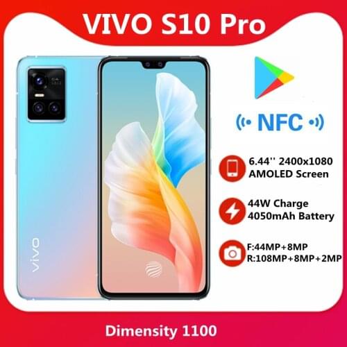 New Vivo S10 Pro 12GB 256GB 5G SmartPhone 6.44'' 2400x1080 AMOLED Screen 44W Charge 4050mAh Battery 108MP Camera Android 11 NFC