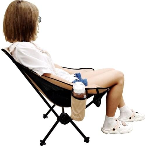 Outdoor Garden Camp Camping Leisure Chair Double Tube Aluminum Alloy Support & Oxford Cloth Material Beige Color