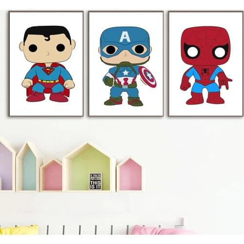 Superhero Marvel Canvas Painting Prints and Posters Cartoon Wall Art Picture Wall Poster for Nursery Living Room Decor