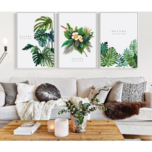 Tropical Plants Poster Botanical Mood Monstera Canvas Painting Nature Green Plant Wall Art Deoration for Bed Room